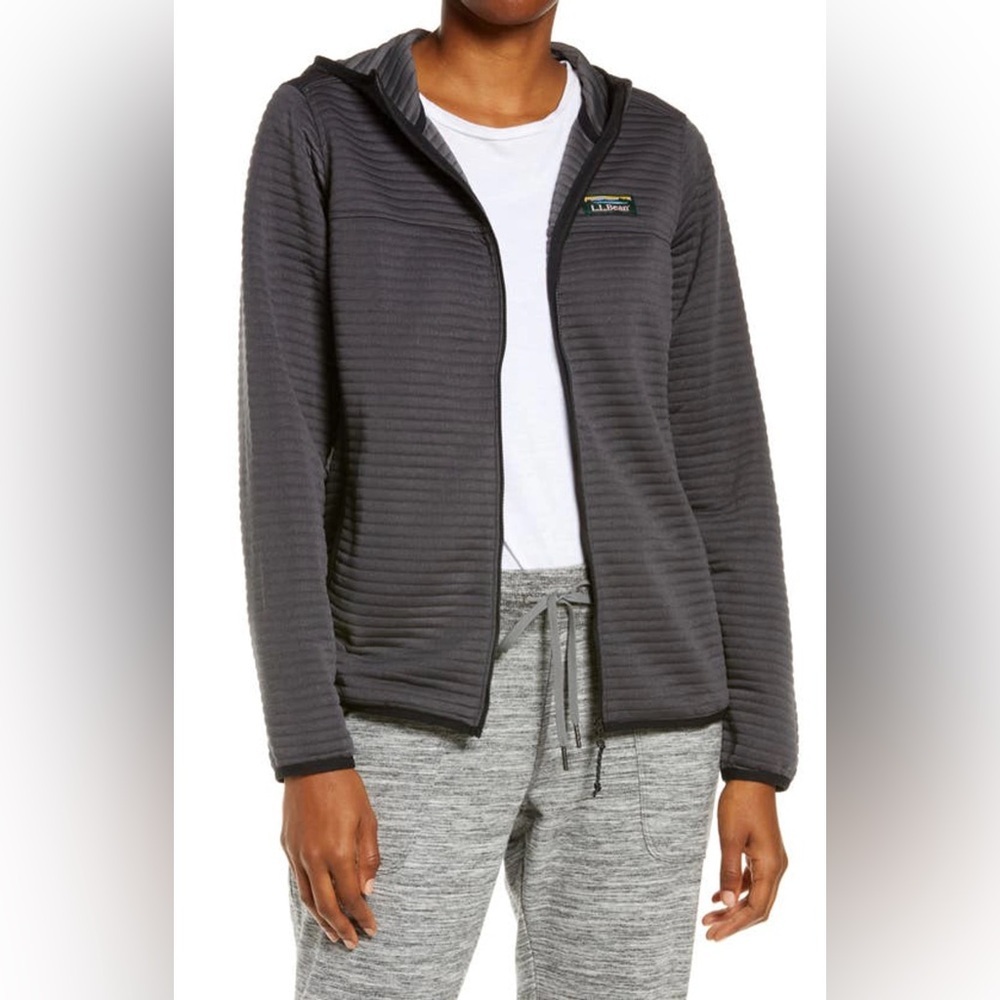 L.L.Bean Airlight knit full-zip hoodie in grey with hood